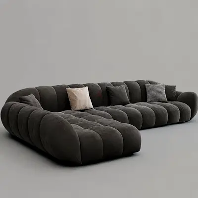 Free Delivery- Large Modern Modular Tufted L-Shape Sofa in Dark Grey