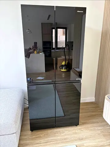 Hisense 4-Door Black Glass Refrigerator - Excellent Condition Latest Version 80cm