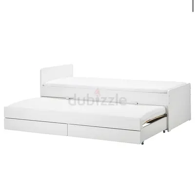SLÄKT Bed frame with underbed and storage with mattress
