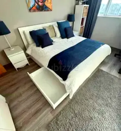 Ikea Queen size bed with mattress and storage drawers
