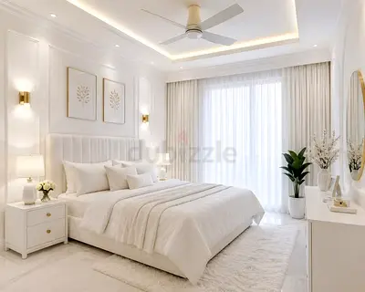 Brand new customised Minimalist White king size fabric bed