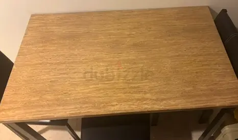 Wooden Top Dining/Study Table with Metal Legs - Good Condition