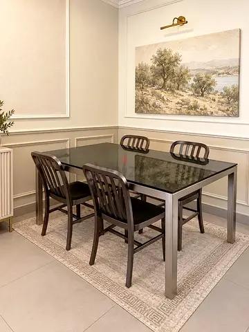 Crate and Barrel High End Steel Dining Set (Table & 4 Chairs)