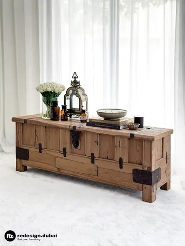 RUSTIC NARROW ELM WOOD COFFER TRUNK or vintage storage dinning bench coffee table reclaimed cabinet