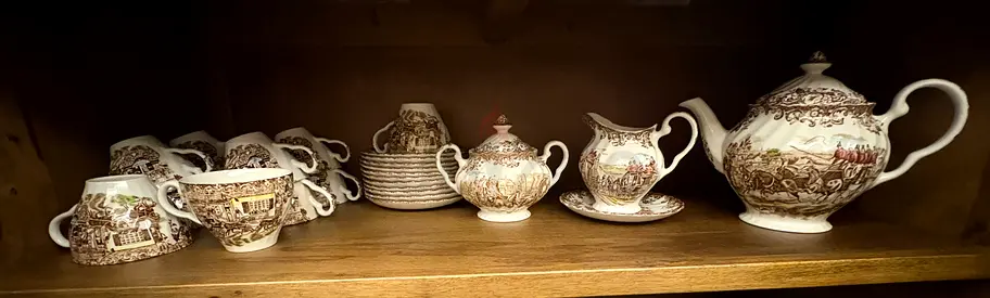 Vintage English Tea Set - Teapot, Cups, Saucers, Creamer & Sugar bowl