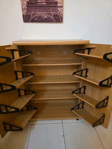 Wooden Shoe Rack / Organizer with Multiple Shelves - Light Oak Finish