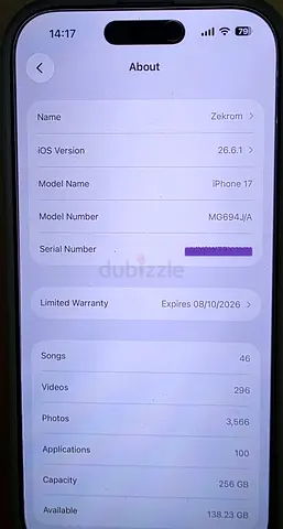 Iphone 17 256 gb for sale with warranty