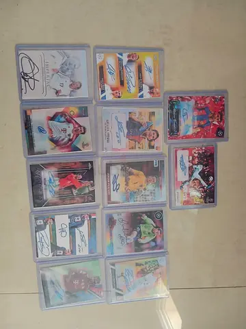 Collection of Signed Football Trading Cards — Various Players (13 cards) custom cards made by me