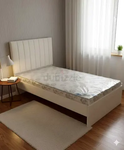 New Single bed frame with mattress - white