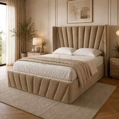 New brand 180*200 beige color super king size bed