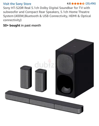 Sony HT-S20R 5.1ch Soundbar with Subwoofer and Rear Speakers - Good Working Condition