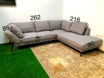 Gray fabric corner sectional L shape sofa