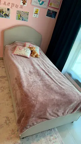 RAMNEFJÄLL Upholstered bed frame, with two boxes of storage. Plus mattress.