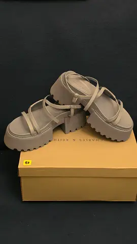 Beige chunky platform sandals - size 36, lightly used