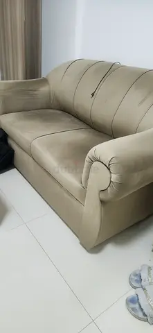 Beige 2-Seater Fabric Sofa in Good Condition