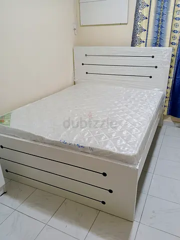 White family Bed with Mattress — Good Condition