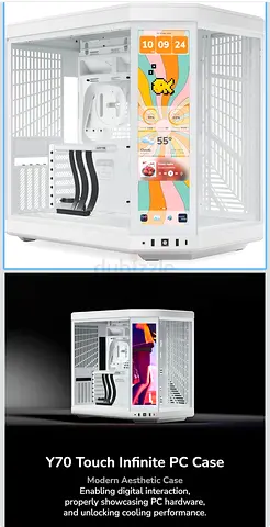 Y70 Touch Infinite White PC Case with Front Touch Display