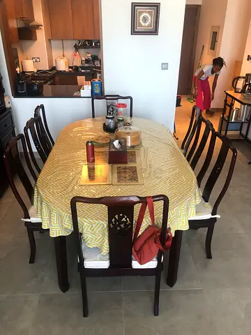 Wooden 8-Seater expandable rosewood Dining Table with Chairs - Classic Dark Finish
