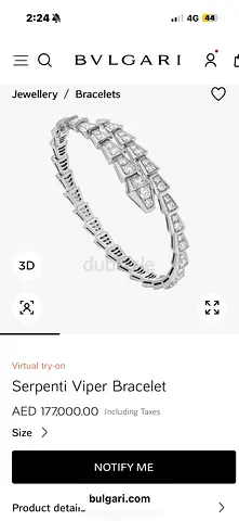 Bvlgari Serpenti Viper Bracelet - White Gold with Diamonds (Authentic)