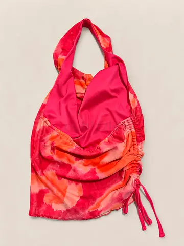 Pink Halter Ruched Summer Top – Size M