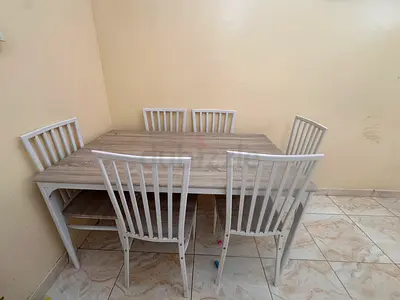 6-seater wooden dining table with chairs - light oak finish