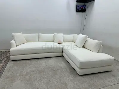 Like new condition west elm white color lshape sofa
