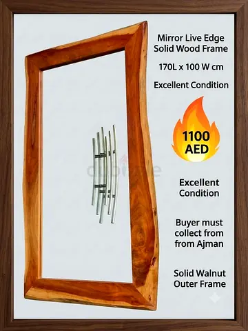Large mirror live edge solid wood frame