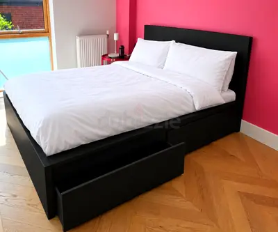 Ikea Queen size bed with mattress and storage drawers