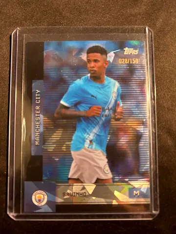 Manchester City Savinho Topps Trading Card (graded sleeve) - Limited Insert 28/150