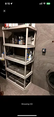5-tier Plastic Storage Shelves - Sturdy Bathroom/Utility Organizer