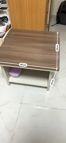 Compact wooden side table with lower shelf - light oak finish