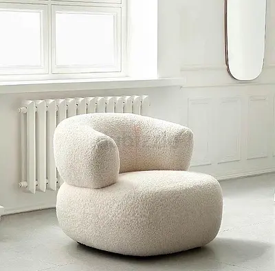 Cream Bouclé Accent Armchair — Cozy Modern Lounge