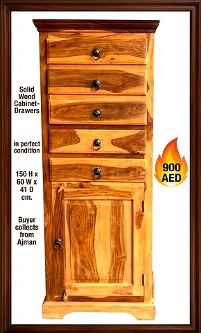 Vertical solid wood chest of drawers