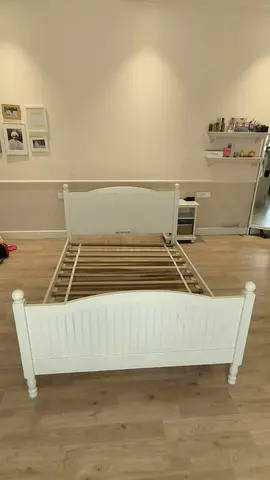 White Wooden Single Bed Frame - Classic Design