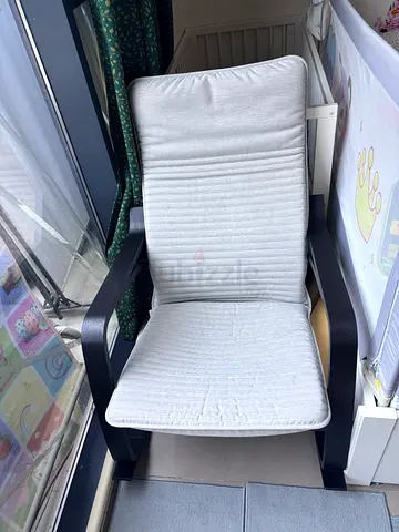 IKEA POÄNG armchair with light grey cushion - good condition