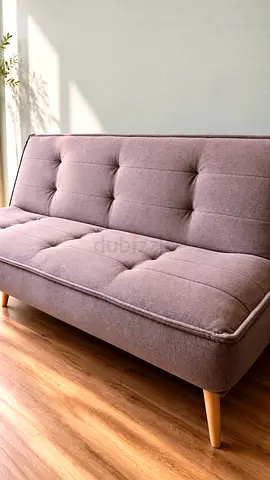 3-seater Convertible Sofa Bed in Light Purple/ Pink Colour Fabric, Good Condition