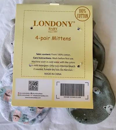 Set of 4 Baby Cotton Mittens (0-6M) - Londony Baby