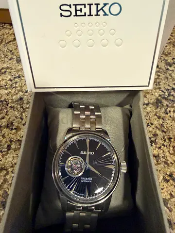 Seiko Presage Automatic Open-Heart Men's Watch - Stainless Steel, Black Dial. Custom.