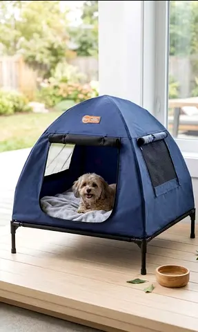 Raised Outdoor/Indoor Dog Tent Bed - Navy, Like New