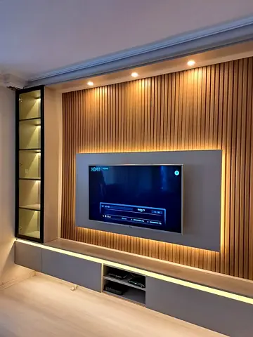 Custom made entertainment wall unit with LED lighting