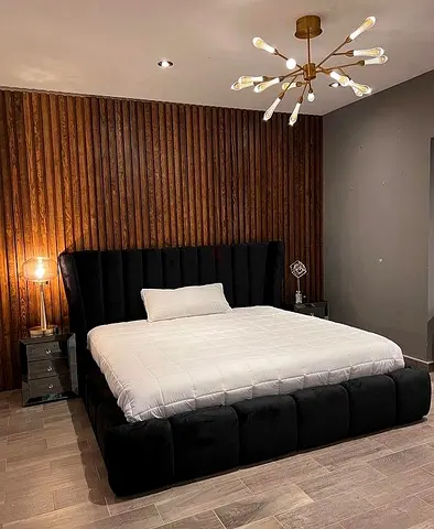 Modern Black Velvet Upholstered Bed Frame