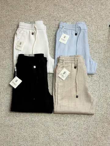 Burunello Cucinelli  4 casual drawstring linen-blend pants (SUPER MASTER QUALITY)