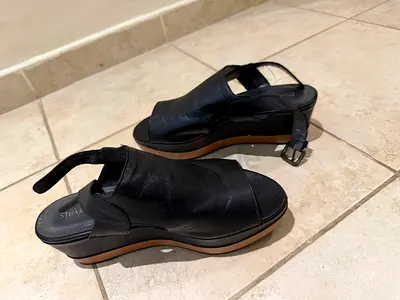 Women leather shoe/wedges Stuart weitzman brand