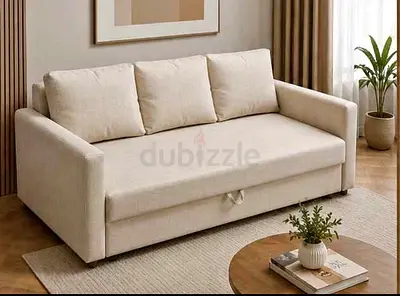 Beige 3-Seater Sofa Bed with Storage - Good Condition