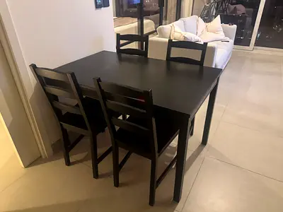 IKEA 4-Seater Dining Table with Chairs - black
