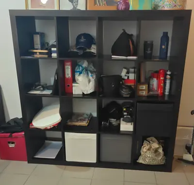 IKEA KALLAX 16-cube Shelving Unit - Dark Brown/Black