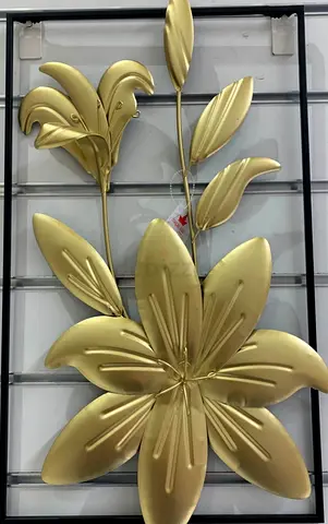 Maple leaf Gold Metal Floral Wall Art Panel - Decorative Flower Sculpture