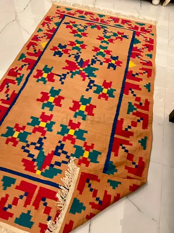 Pottery Barn Handwoven geometric kilim rug - good used condition, 2.5m x 1.5m approx