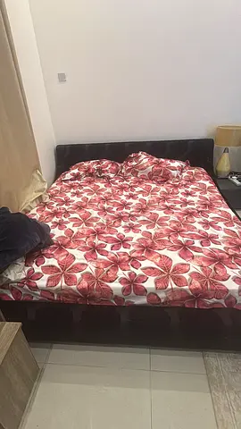 Queen-size leather bed frame with mattress included