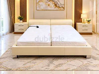 HÜLSTA GERMANY – Luxury Electric Adjustable Leather Bed Set | Premium Mattress & Nightstands